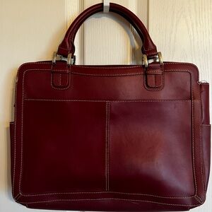 Elegant Burgundy Leather Computer Bag